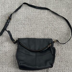 Black Leather Crossbody Bag - Classic Women's Shoulder Bag